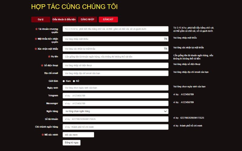 Cách đăng ký trở thành đại lý tại Go99